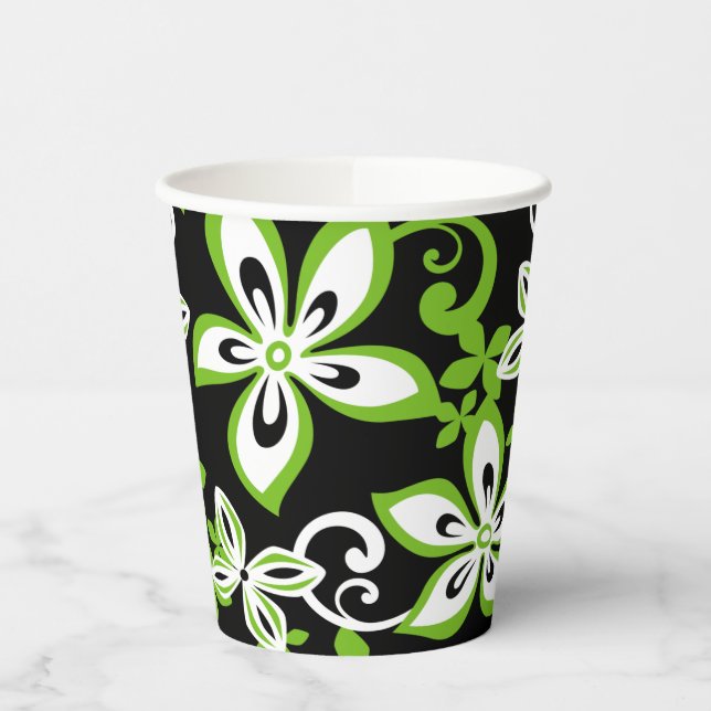 VASOS DE PAPEL ALOHA HAWAII (NEGRO/LIME) (Izquierda)