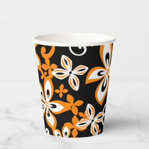 VASOS DE PAPEL ALOHA HAWAII (NEGRO/NARANJA)