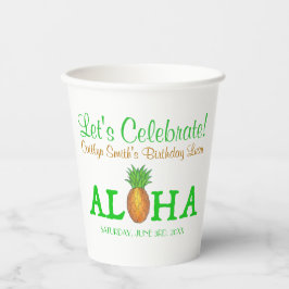 Vasos De Papel ALOHA Hello Tropical Hawaii Pineapple Hawaii