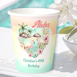 Vasos De Papel Aloha Luau Verano 40 de Playa de Cumpleaños Tropic
