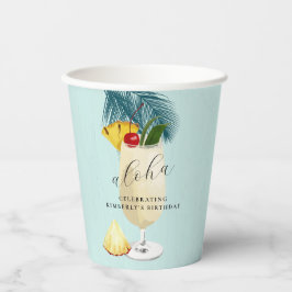 Vasos De Papel Aloha Pina Colada Green Cocktail Party Birday Part
