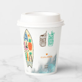 Vasos De Papel Aloha TIKI Surfboard Fiesta Tropical Luau Hawaii
