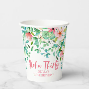 Vasos De Papel Aloha Treinta Copas Tropicales de Papel de Cumplea