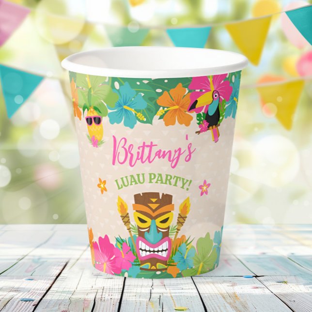 Vasos De Papel Aloha Tropical Summer Luau Birday Party (Subido por el creador)