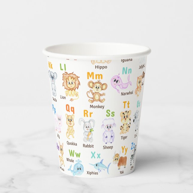 Vasos De Papel Alphabet Animal ABC Animales cutáneos (Reverso )