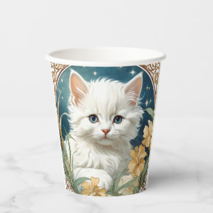 Vasos De Papel Alphonse Mucha Art Nouveau Kitten