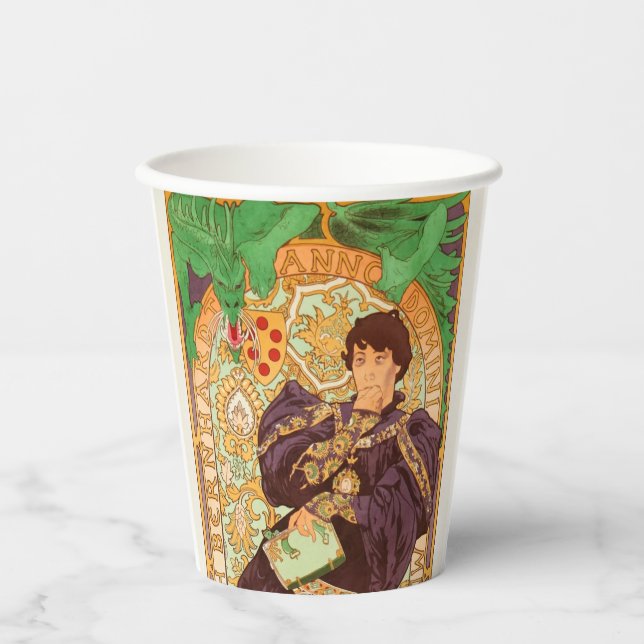Vasos De Papel Alphonse Mucha Prince y Dragon (Anverso)