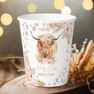 Vasos De Papel Altiplano de la vaca sagrada Boho Pampas primer cu