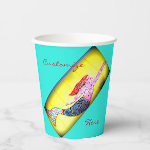 Vasos De Papel Alza de sirena de mosaico rosa