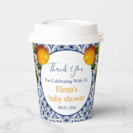 Vasos De Papel Amalfi blanco y azul Lemons Italia Baby Shower