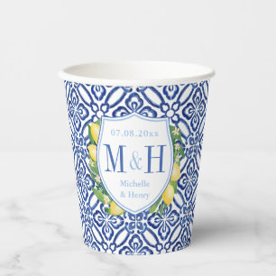 Vasos De Papel Amalfi Lemons Wedding Ducha Parejas Monograma