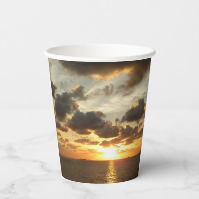 Vasos De Papel Amanecer en St. Thomas I Islas Vírgenes Estadounid (Reverso )