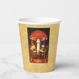 Vasos De Papel Amanita Mushroom y Gnomes