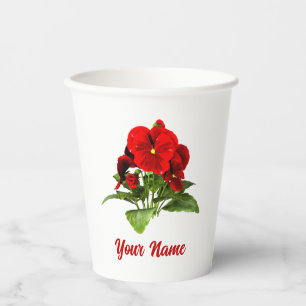 Vasos De Papel Amante de Pensamientos Floral Personalizado