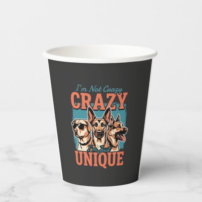 Vasos De Papel Amante de Perro Único Loco (Anverso)