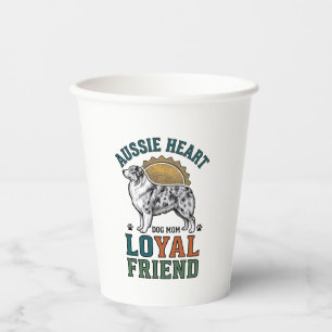 Vasos De Papel Amante de perros australiano Arte de pastor grabad