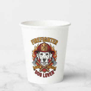 Vasos De Papel Amante de Perros Bombero Dálmata Casco de Fuego Ha