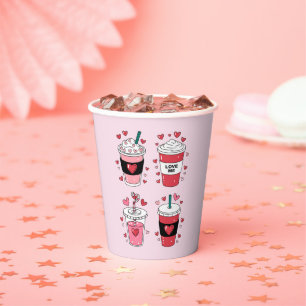 Vasos De Papel Amante del café Latte del Día de San Valentín