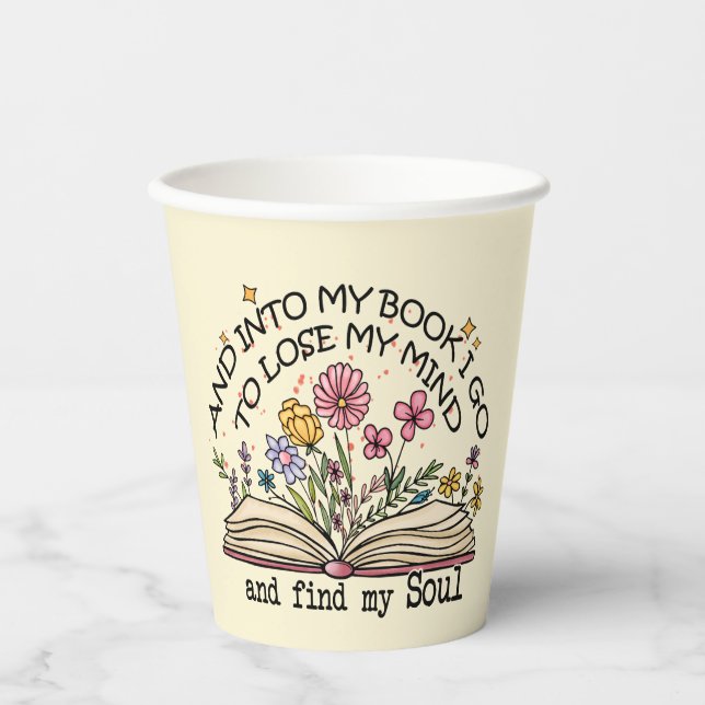 Vasos De Papel Amante del libro floral (Anverso)