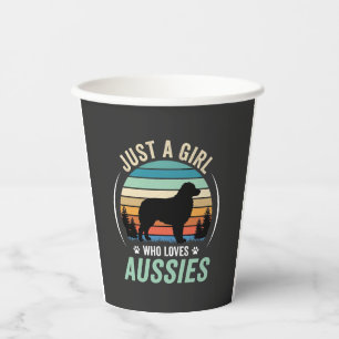 Vasos De Papel Amante del perro pastor australiano Retro Atardece