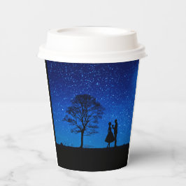 Vasos De Papel Amantes bajo luna llena