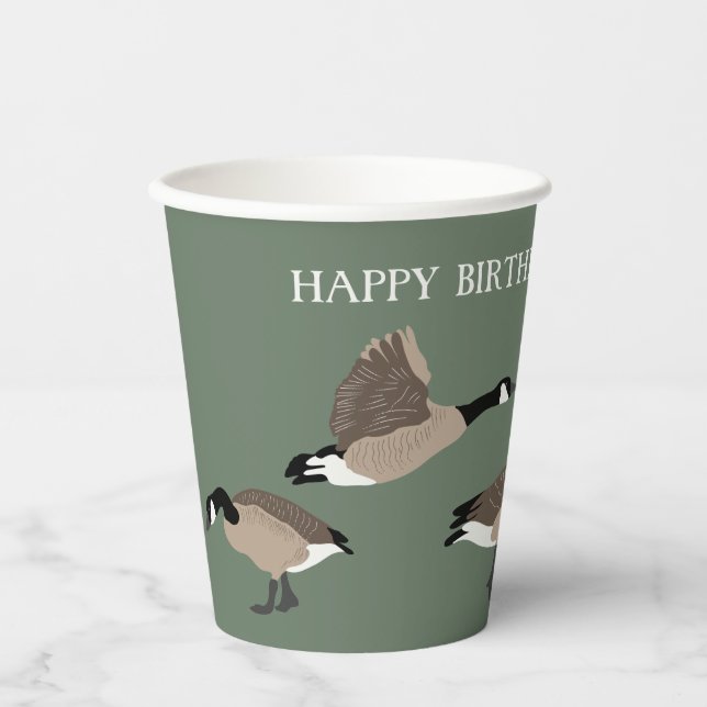 Vasos De Papel Amantes de las aves Canadá Ilustracion Geese perso (Anverso)