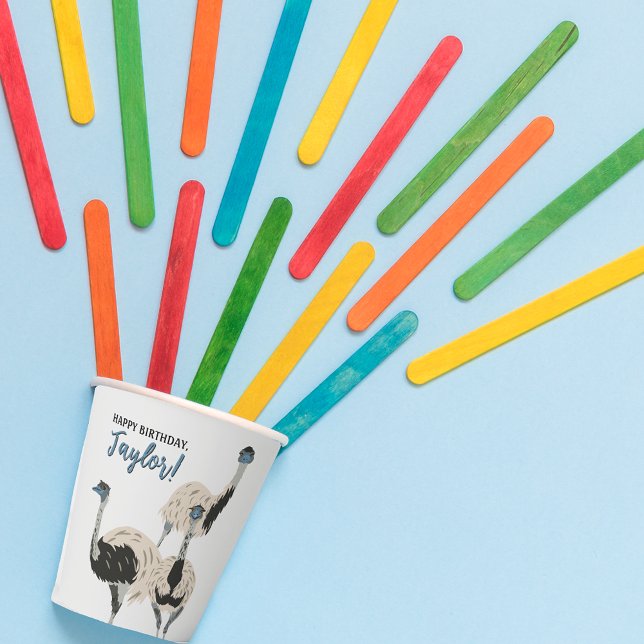 Vasos De Papel Amantes de las aves de Emus Fiesta personalizado (Subido por el creador)