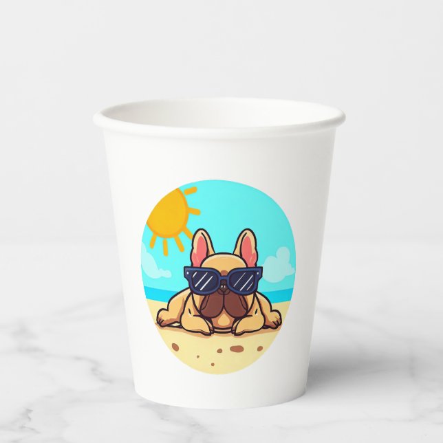 Vasos De Papel Amantes del Bulldog francés (Anverso)
