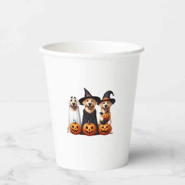 Vasos De Papel Amantes del perro fantasma de Halloween (Anverso)