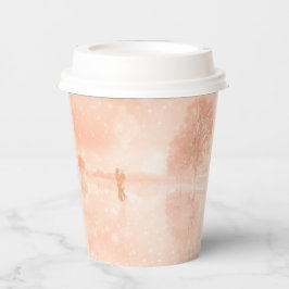 Vasos De Papel Amantes en un estanque congelado