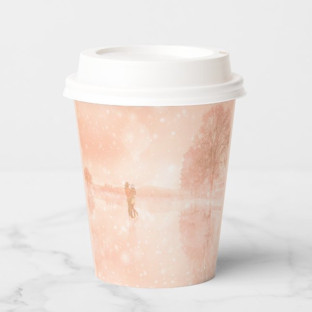 Vasos De Papel Amantes en un estanque congelado (Anverso)