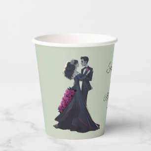 Vasos De Papel Amantes Góticos Románticos Boda Elegante