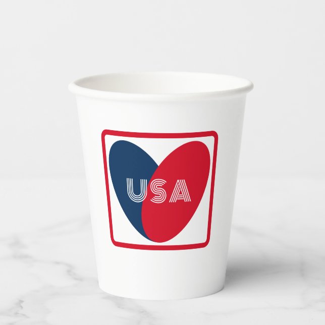 Vasos De Papel Amar a los Estados Unidos Patriótico Rojo Azul Bla (Anverso)