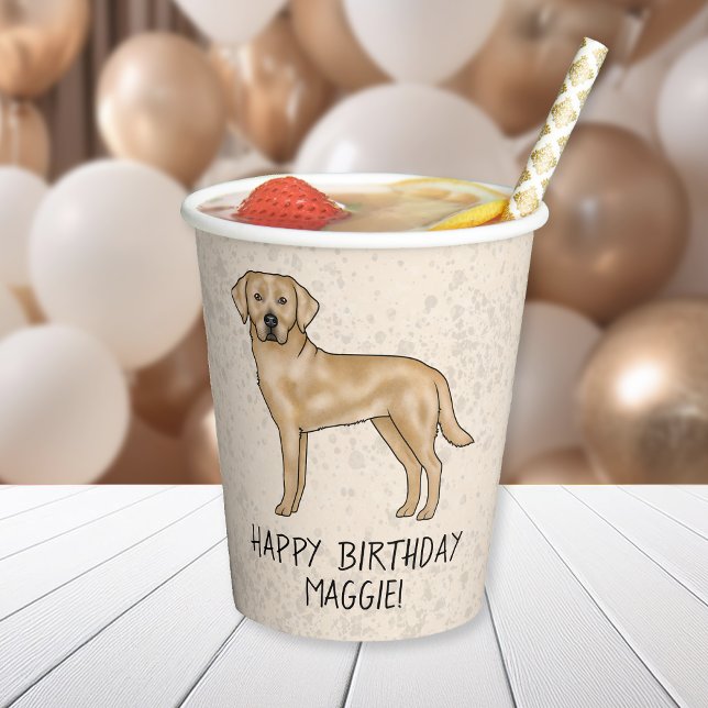Vasos De Papel Amarillo Labrador Recuperador Lab Perro Feliz cump (Subido por el creador)
