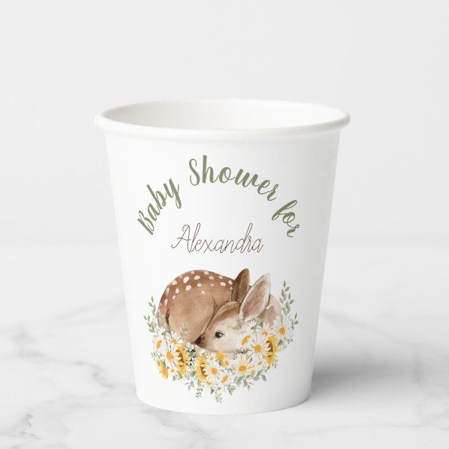 Vasos De Papel Amarillo Nuestro Pequeño Querido Venado, Sunflower (Anverso)