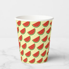 Vasos de papel amarillos de sandía de verano