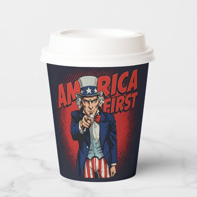 Vasos De Papel America First Uncle Sam (Anverso)