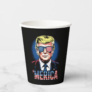 Vasos De Papel América Trump 4 De Julio US Vintage Retro