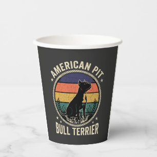 Vasos De Papel American Pit Bull Terrier Perro Cuerda Atardecer V
