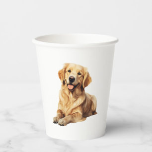 Vasos De Papel Amigable sonrisa de Golden Retriever - Portra de p