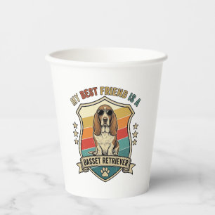 Vasos De Papel Amigo Gafas de sol Retro Escudo Retriever Basset P