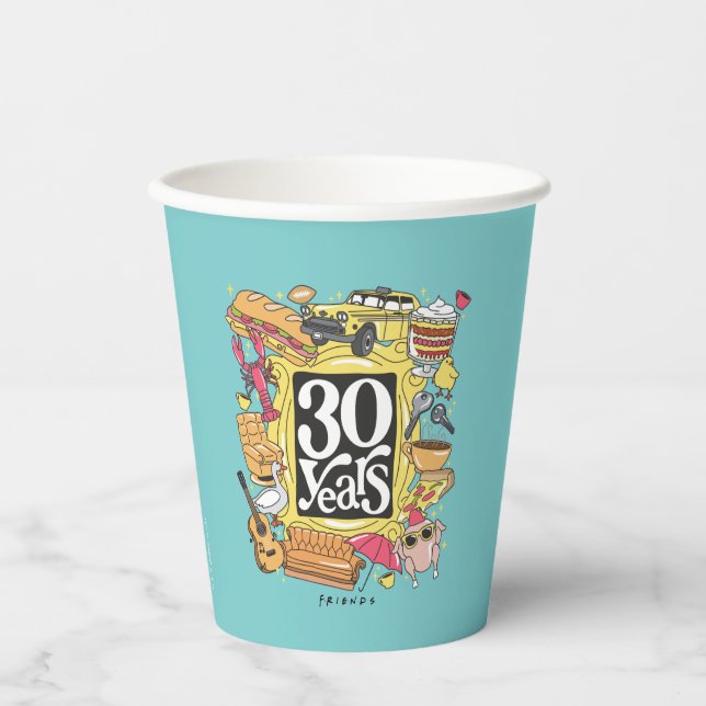 Vasos De Papel AMIGOS™ | Gráfico de 30 años (Anverso)