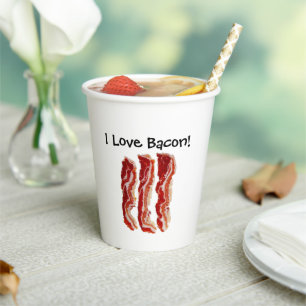 Vasos De Papel Amo a Bacon