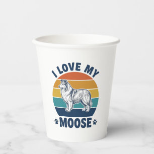 Vasos De Papel Amo a mi perro alce Diseño de grabado retro_1