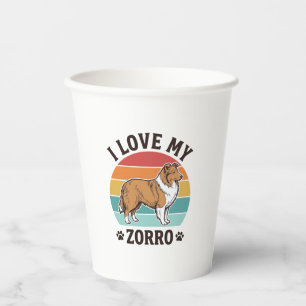 Vasos De Papel Amo a mi Zorro Diseño Vintage Amante de los Perros