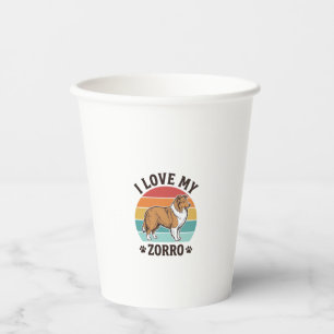 Vasos De Papel Amo a mi Zorro Diseño Vintage Amante de los Perros