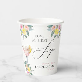 Vasos De Papel Amor a Primera Bebida Bridal Shower Cóctel Brillan