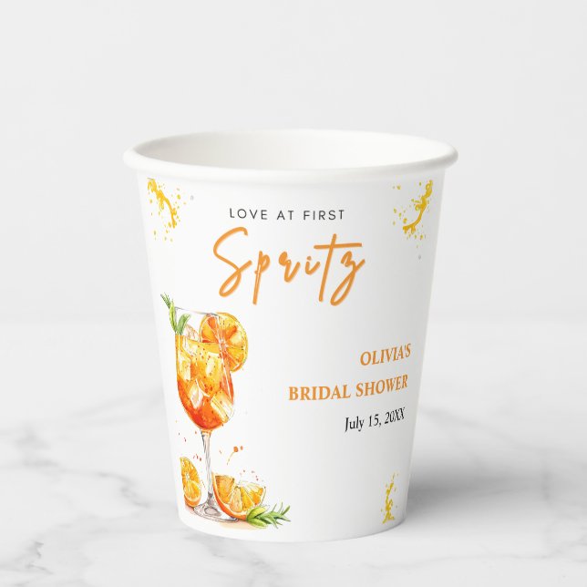 Vasos De Papel Amor a Primera Copa Spritz Cóctel Naranja Despedid (Anverso)