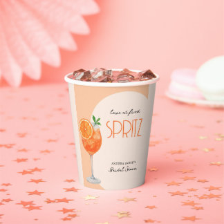 Vasos De Papel Amor a Primera Spritz Cítrico Chic Bebe Durazno DI