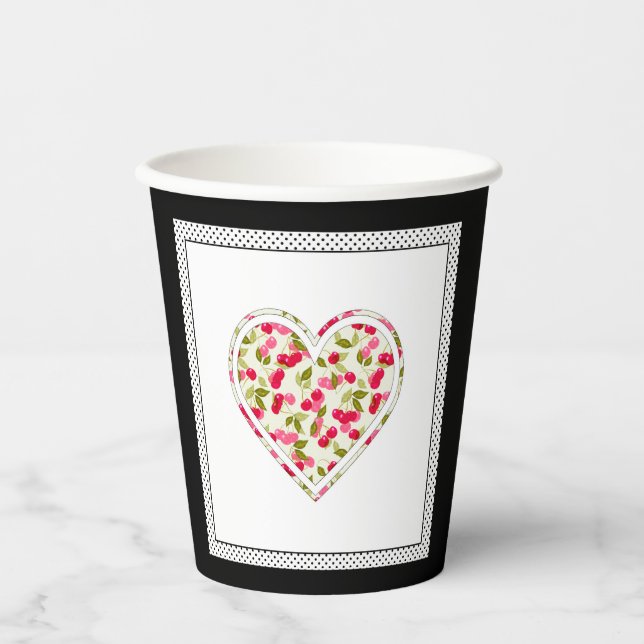 Vasos De Papel Amor, bayas, taza de papel de cerezo (Anverso)